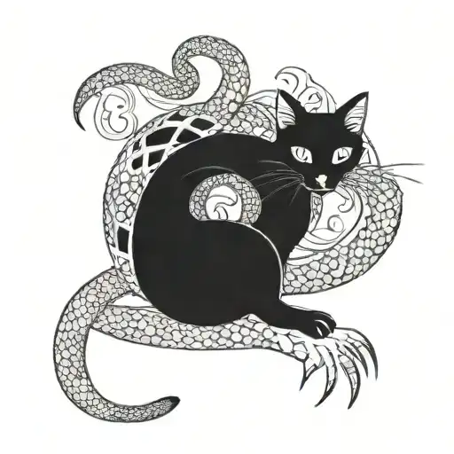 White Cat Snake Balck