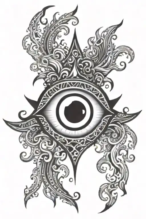 Evil Eye With Fire Flames