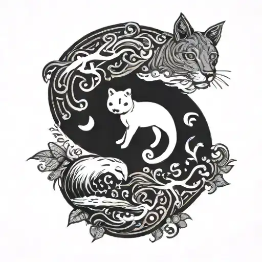 Ying Yang Animal Silhouettes