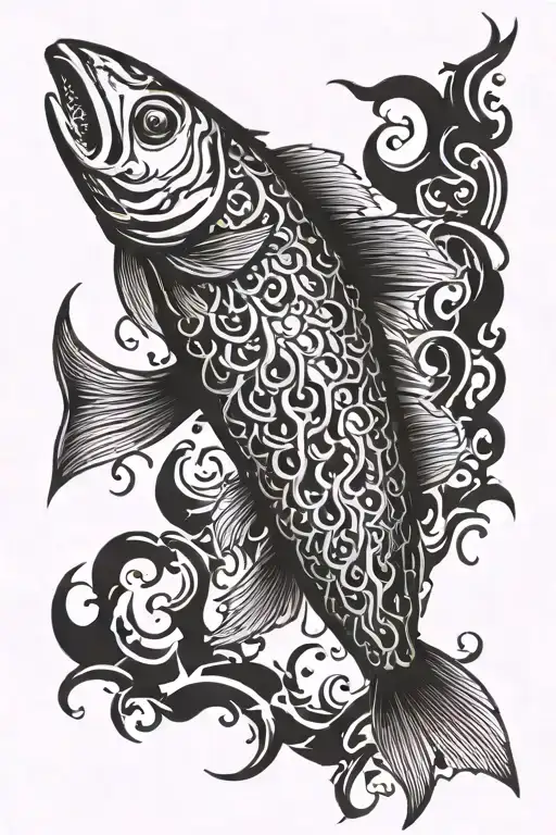 Fish With Bloody Trident Going Through The Middle