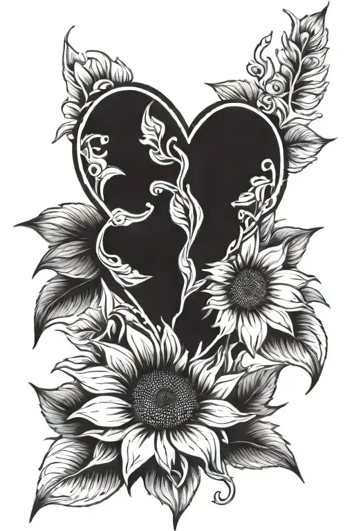 A Sunflower Shaped As A Heart Shape