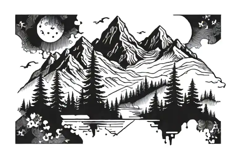 Mountain Range With Forest