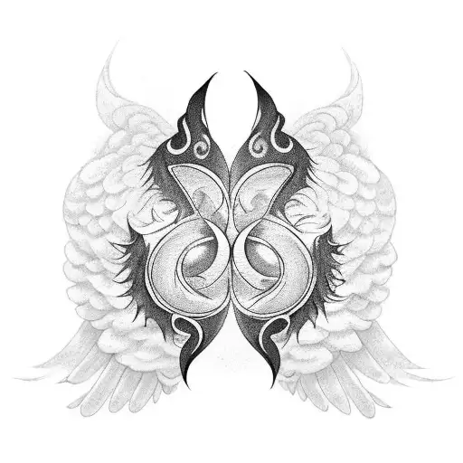 A Yingyang Symbol As A Heart With Angelwings