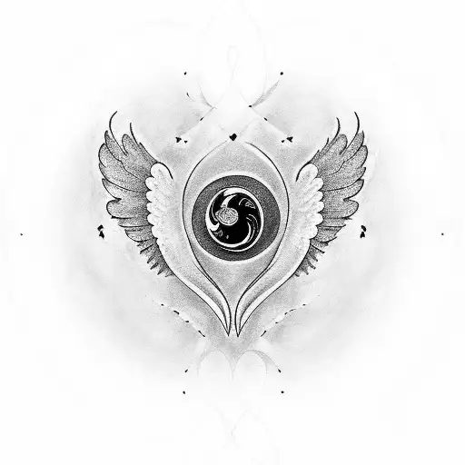 A Yingyang Symbol As A Heart With Angelwings