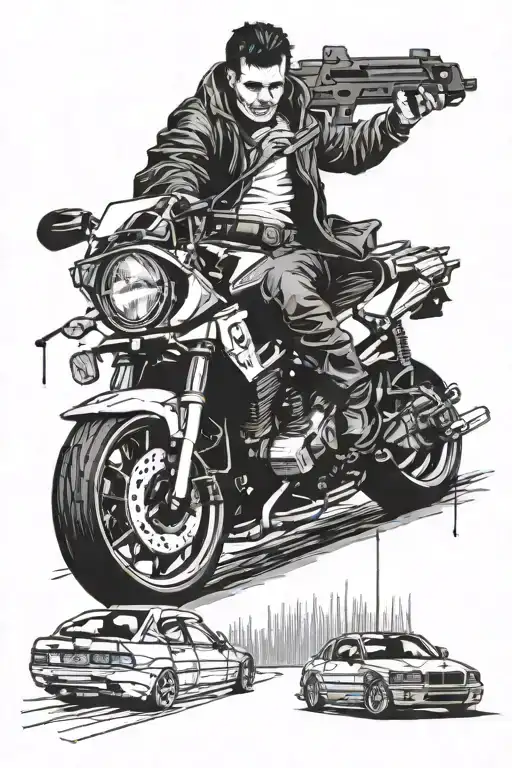 Bmw E36 On A Joker Card And Scarface Statue