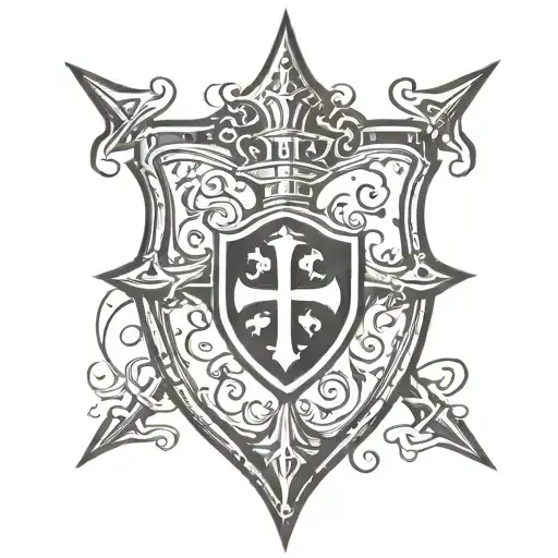 A Knights Templar Shield In The Center Of A Circle