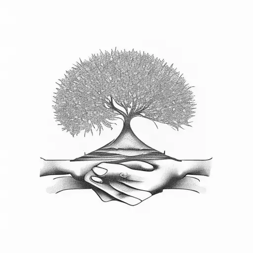 Orange Tree Growing On Top Of The Index Finger Of A Hand