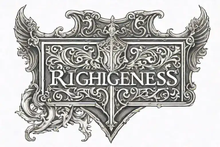A Drawing Of A Knights Chest Plate That Has The Word Righteousness In It