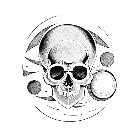Skull With Moon And Planets
