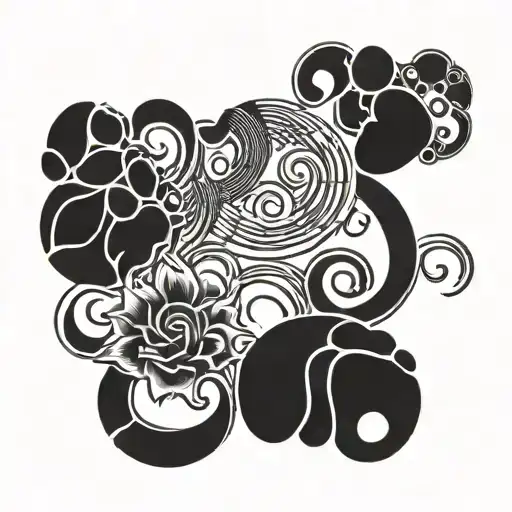A Motherhood Symbol Incorporating Animal Paw Prints And Music Notes