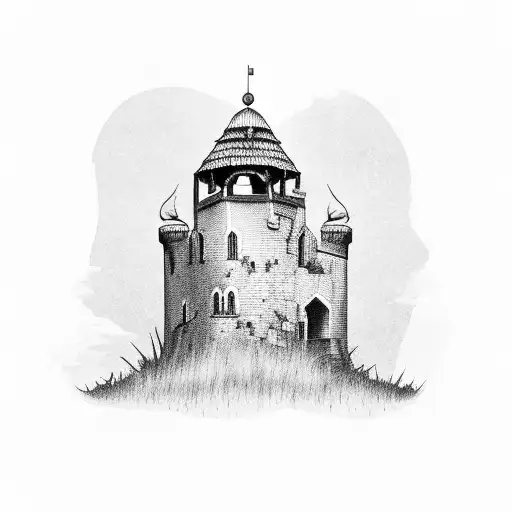 An Abandoned And Broken Down Tall Medieval Guard Tower