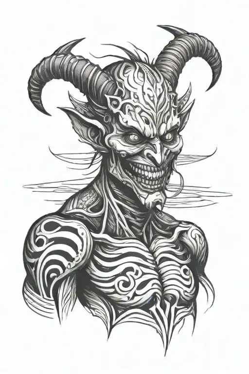 A Smiling Demon With Lines Around