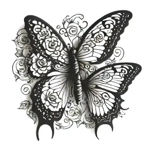 Butterfly Wings Made Of Intricate Rose Patterns