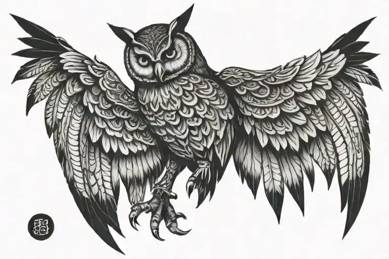 Gothic Owl Wings Spread