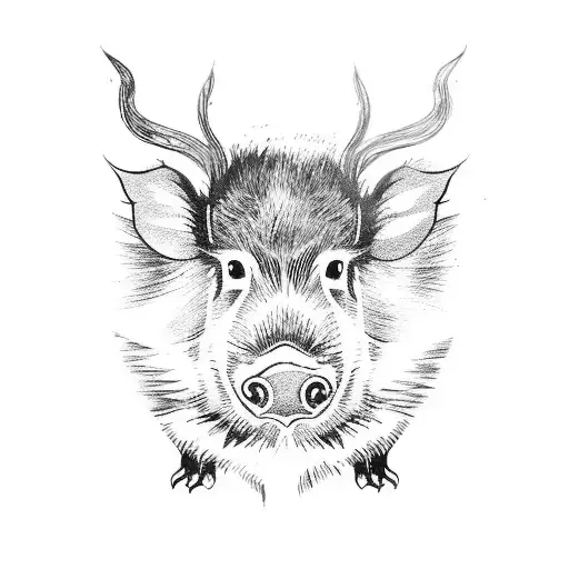 Small Minimalist Wild Boar One Line