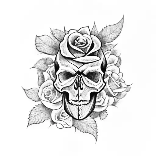 Skull With Roses And A Snake