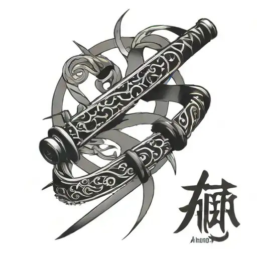 Katana In Text 'Atzurfai' Us