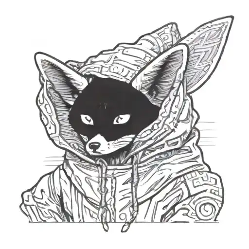 A Three-eyed Fennec Fox Wearing A Hoodie