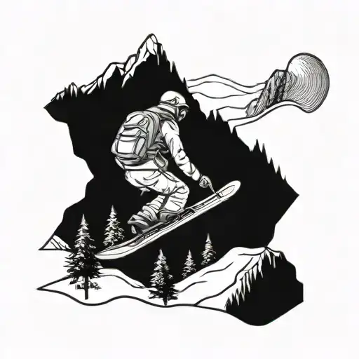 Snowboarding Man Mountain Landscape