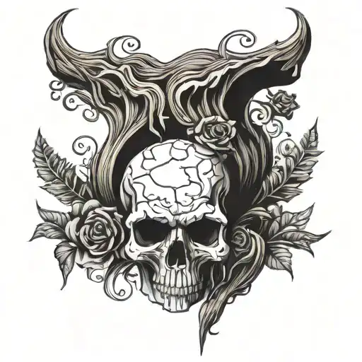 Skull Carved In Wood