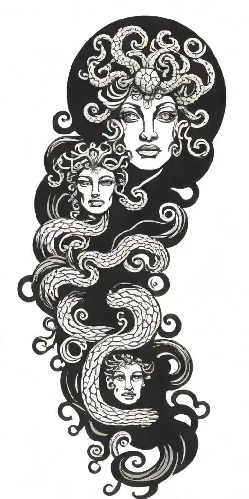 Medusa Tattoo Design Combining Elements