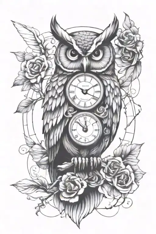 Owl Holds A Clock