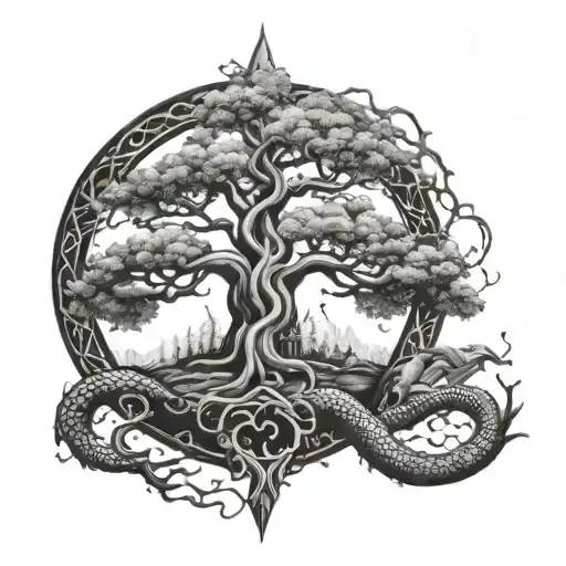Yggdrasil With Dragon Wrapped