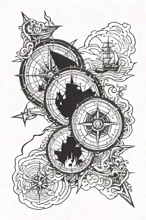 Compass With A Burning Ship