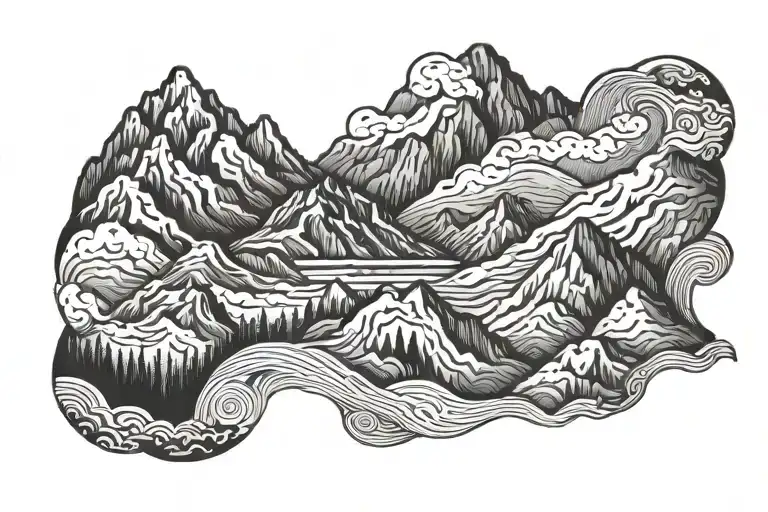 Mountain Range With A Winding
