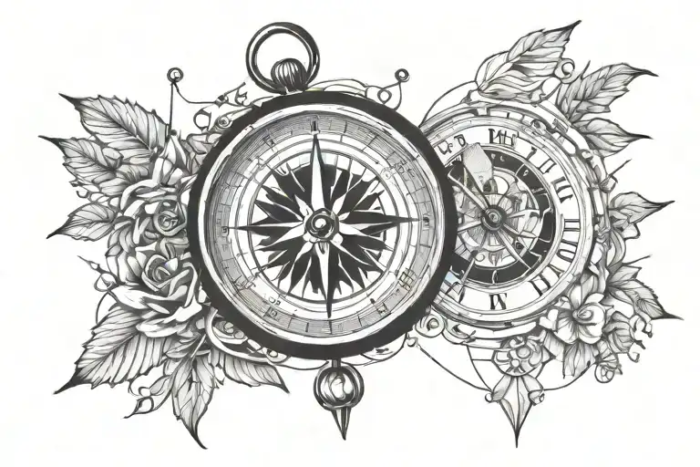 Compass With A Clock