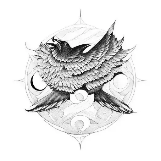 Norse Raven & Wolf Yin And Yang