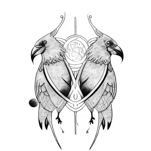 Norse Raven & Wolf Tribal Yin And Yang