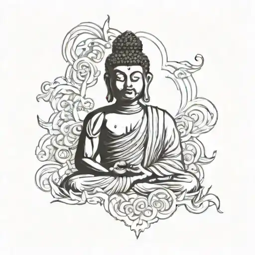 Bhudha With Background Aura