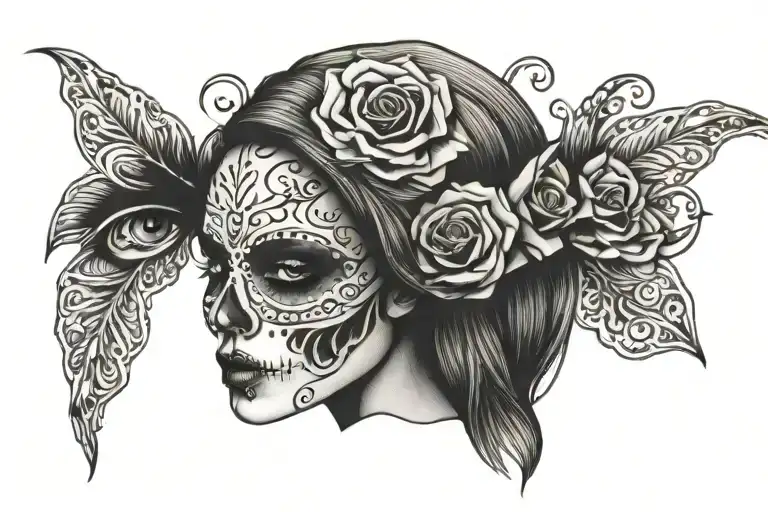 Half Skull Woman Eyes
