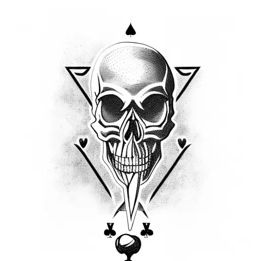 A Skull With A Poker Of Aces In The Background And Lightning