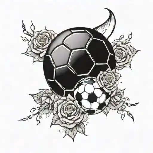 A Cross Roses And Soccer Ball Merging