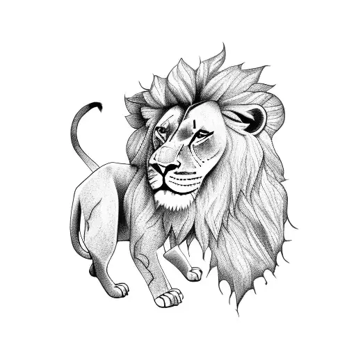 Rose With Words With Lion With Shadow And With Map