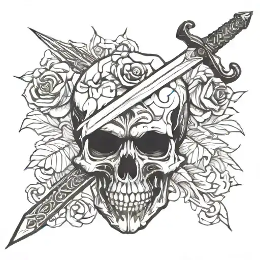 Skull With Sword Going