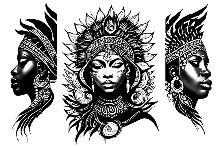 Creative African Goddess Surrounded