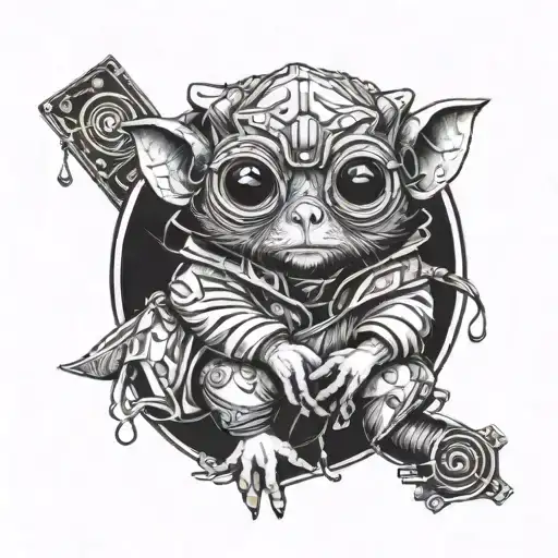 Tarsier Wearing A Cyberpunk Hoodie