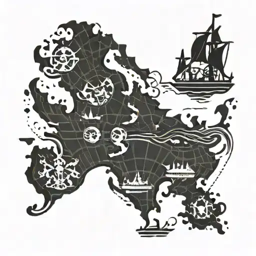 Pirate Style World Map With Menta Ray And First Name Maxime In Polynesian