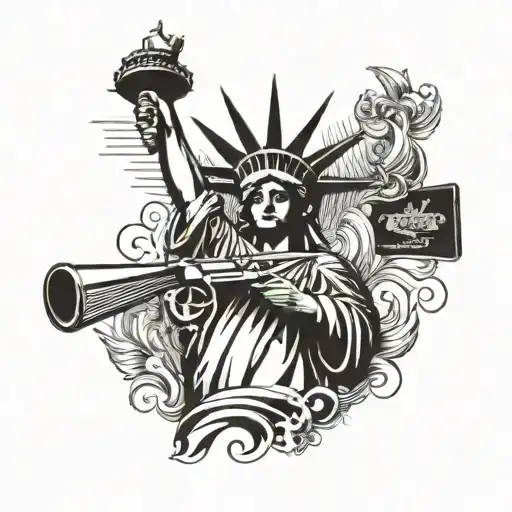 Statue Of Liberty With A Tommy Gun