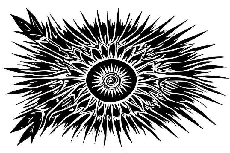 African Tribal Sunrise Tattoo