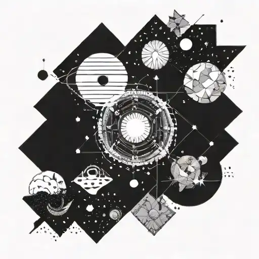 Representation Of The Universe With Psychedelic Colors And Geometric Shapes Tattoo