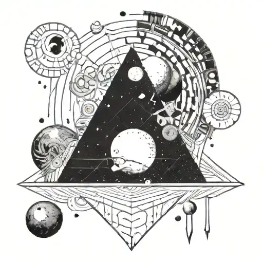 Representation Of The Universe With Psychedelic Colors And Geometric Shapes Tattoo