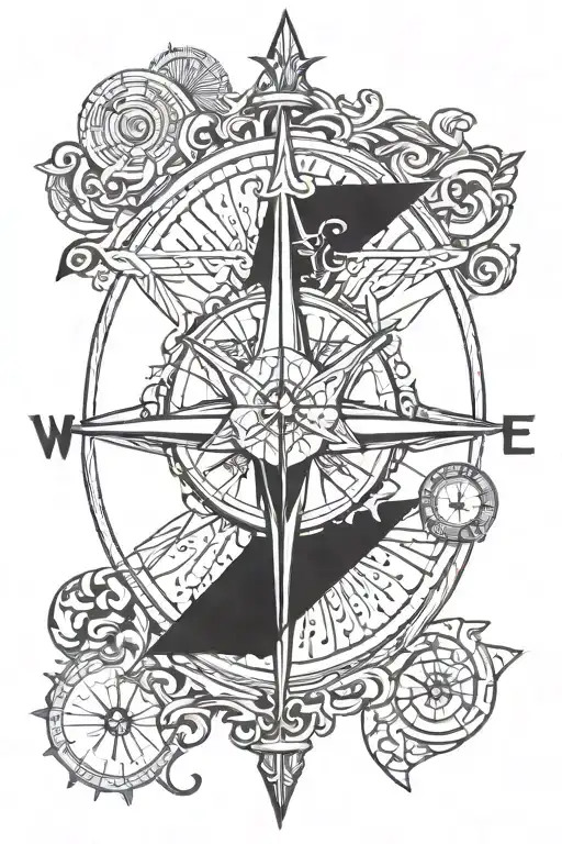 Compass And Arrow Surrounded