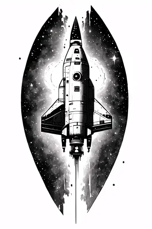 Spaceship Flying Through A Galaxy