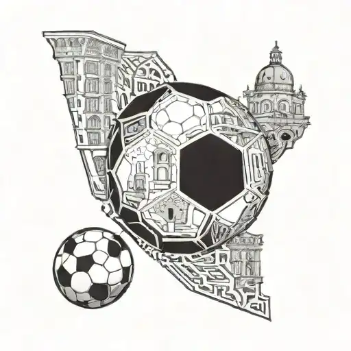 A Soccer Ball Made Up Of Intricate Italian Architecture Tattoo