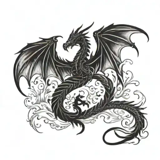 Dragon Figting With A Phoenix