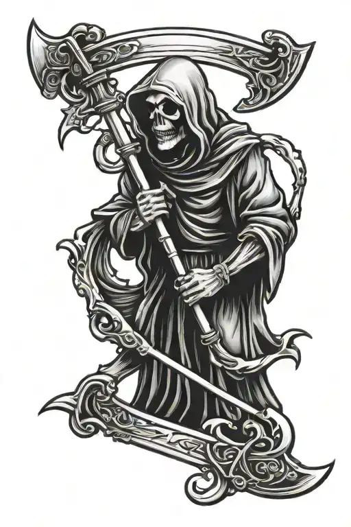 Grim Reaper Holding A Scythe